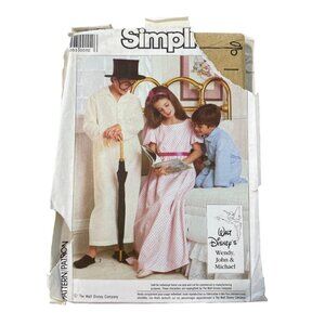 Simplicity 7834 Disney Peter Pan Pattern Size Small Wendy John Michael UNCUT